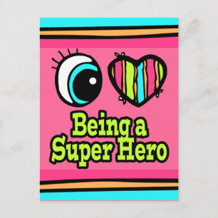 Helder ooghart Ik hou van Super Hero Briefkaart