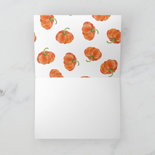 Helder Oranje Aquarel Pompoen | Dank je Bedankkaart (Binnen)