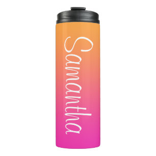 Helder Oranje en Roze Ombre Gepersonaliseerd Thermosbeker