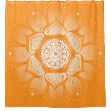 Helder Oranje en wit Mandala Shower Curtain