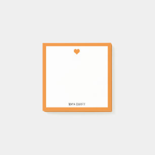 Helder Oranje hart en wit rand met naam Post-it® Notes