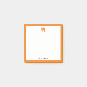 Helder Oranje olifant en rand op wit w / naam Post-it® Notes