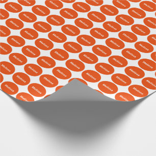 Helder Oranje Stippen patroon op wit met naam Cadeaupapier