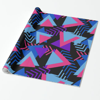 Helder paars, blauw, roze 80's achtergrondpatroon cadeaupapier