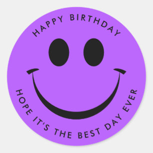 Helder Paars gelukkig feest Ronde Sticker