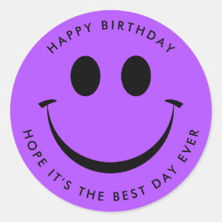 Helder Paars gelukkig feest Ronde Sticker