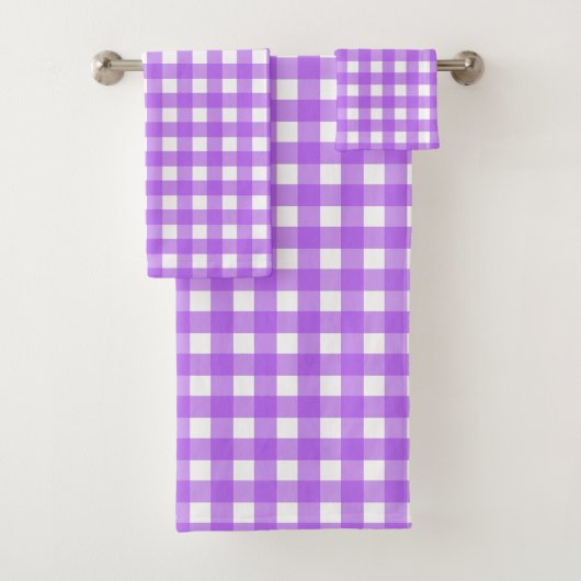 Helder paarse gingham bad handdoek (Insitu)