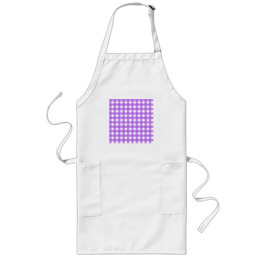Helder paarse gingham lang schort (Voorkant)
