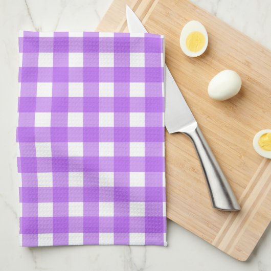 Helder paarse gingham theedoek (Quarter Fold)
