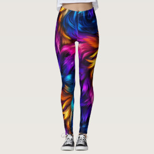 Helder regenboog namaak monster bont textuur leggings