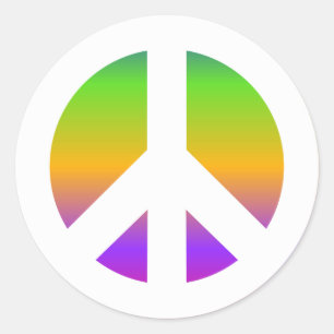 Helder Regenboog Vredesteken Ronde Sticker