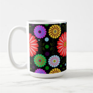 Helder Retro Bloemmotief Kleurrijke Folk Art  Koffiemok