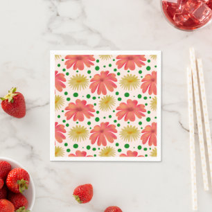 Helder Retro Bloemmotief Naadloos Patroon Servet