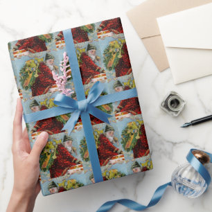 Helder Retro Kerstman vintage kerst Cadeaupapier