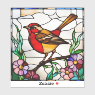 Helder Robin in Gebrandschilderd Glas Sticker
