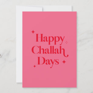 Helder Rode Roze Gelukkige Challah Dagen Grappige  Feestdagenkaart
