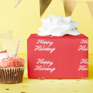 Helder Rode Vlakke Elegante Gelukkige Feestdagen H Cadeaupapier