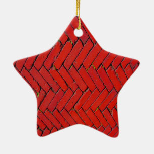 Helder rood bakkerpatroon keramisch ornament