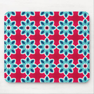 Helder rood en blauw modern geometrisch patroon muismat