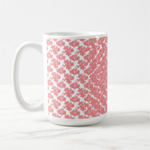 Helder rood en roze bloemeninpakpapier koffiemok