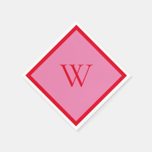 Helder rood en roze monogram servet