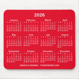 Helder rood en wit kalender Promotie Muismat