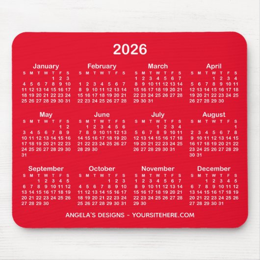 Helder rood en wit kalender Promotie Muismat (Voorkant)