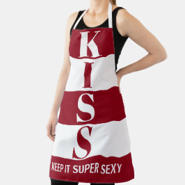 helder rood en wit Keep It Super Sexy KISS Schort