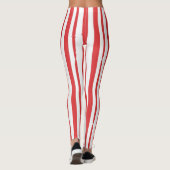 Helder Rood en Wit verticale Streep Leggings (Achterkant)