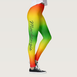 Helder Rood Geel Groen Tropische Kleuren Je Naam Leggings