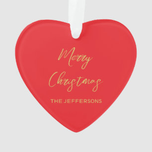 Helder rood & goud kleuren vrolijk kerstfeest dubb ornament
