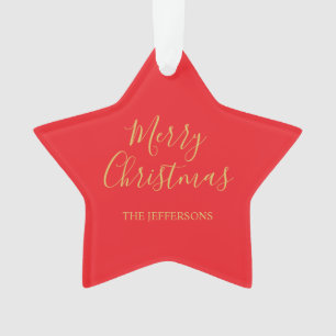 Helder rood & goud kleuren vrolijk kerstfeest dubb ornament