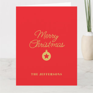 Helder rood & goud kleuren vrolijk kerstfeest kaart