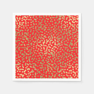 Helder Rood & Gouden Stippen Confetti Elegant Glam Servet