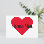 Helder rood hart bedankkaart (Staand voorkant)
