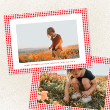 helder rood modern gingham frame familie foto