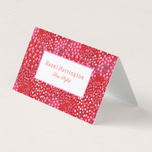 Helder Rood Roze Bloemen Visitekaartje Hair Stylis