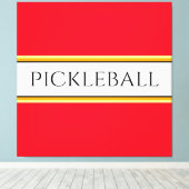 Helder Rood Wit Sinaasappel PICKLEBALL Racing Stri Canvas Afdruk (Insitu (Houten vloer))