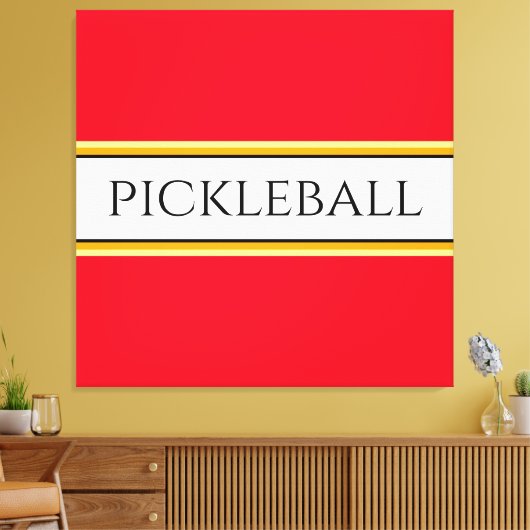 Helder Rood Wit Sinaasappel PICKLEBALL Racing Stri Canvas Afdruk (Insitu (Woonkamer))