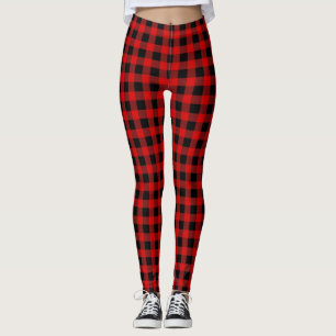 Helder rood zwart Buffalo Plaid Tartan Leggings