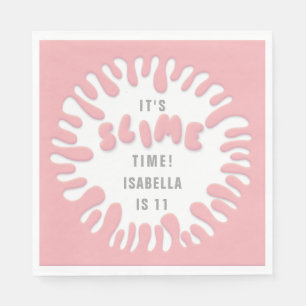 Helder roos roze blauw slijm partij servet