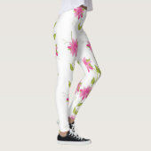 Helder roze bloem patroon leggings (Rechts)