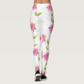Helder roze bloem patroon leggings (Achterkant)
