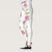 Helder roze bloem patroon leggings (Links)