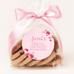 Helder roze bloem sticker bruiloft feest cadeautag