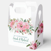 Helder roze bloemenbruiloft bedankdoosjes (Geopend)