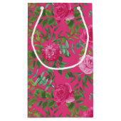 Helder roze bloemenbruiloft klein cadeauzakje (Achterkant)