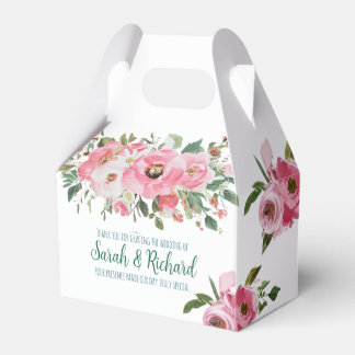 Helder Roze Bloemige Bruiloft Bedankdoosjes