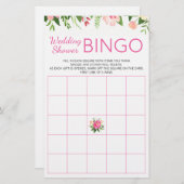 Helder Roze Bloemige Trouw Bruiloft Bingo Spel (Voorkant / Achterkant)