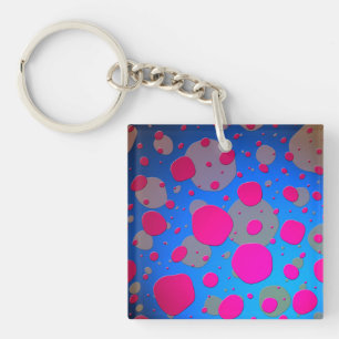 Helder roze en blauwe moderne kunst sleutelhanger